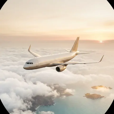 A plane flying above golden clouds